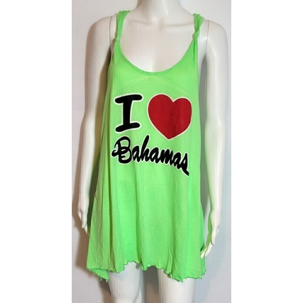 Neon Bahamas Knotted Summer Dress Racerback Mini Dress/Cover-Up - Sz L